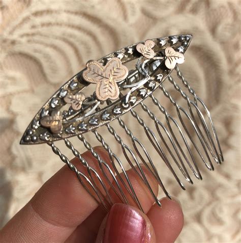 silver comb hair|antique silver hair comb.